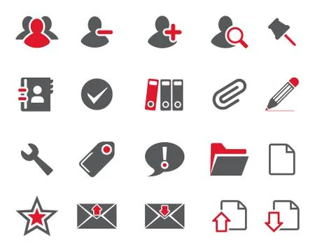 Stock Vector maroon grey combination web and office icons in high resolution. Illustrazione stock
