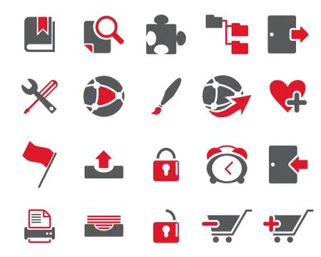 Stock Vector maroon grey web and office icons in high resolution. Illustrazione stock