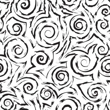 Stock vector monochrome seamless pattern of spirals and waves.Stock vector Illustrazione stock