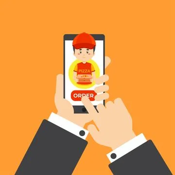 Stock Vector Order Pizza Online Stock Illustration