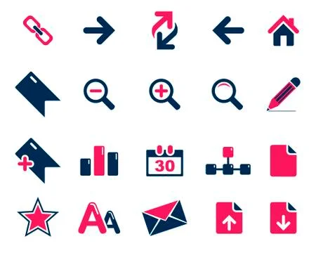 Stock Vector pink blue web and office icons in high resolution. Stock Illustration