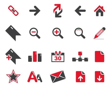 Stock Vector red grey web and office icons in high resolution. Stock Illustration