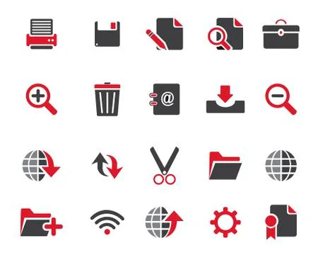 Stock Vector red grey web and office icons in high resolution. Illustrazione stock