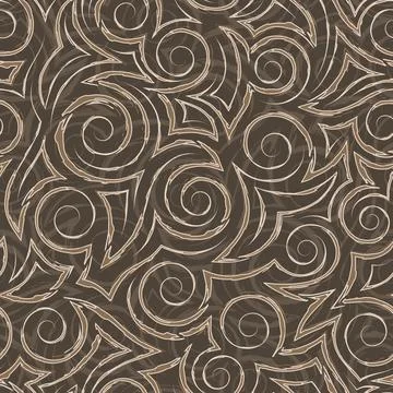 Stock vector seamless pattern of beige spirals and flowing torn stripes.Vector Stock Illustration