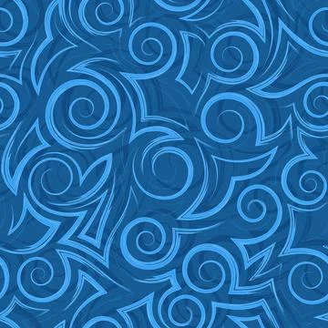 Stock vector seamless pattern of blue spirals and flowing smooth stripes.Vector Stock-Illustration