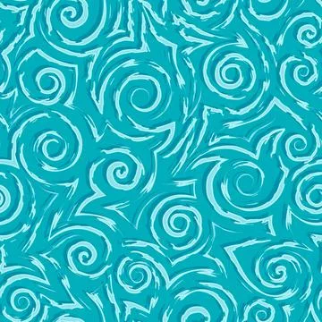 Stock vector seamless pattern of spirals and abstract shapes in turquoise colors Illustrazione stock