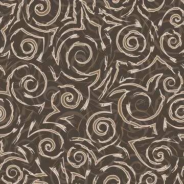 Stock vector seamless pattern of spirals and abstract shapes in beige colors Illustrazione stock