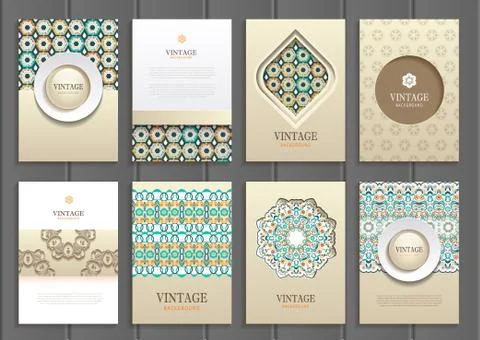 Stock vector set of brochures in vintage style Ilustração Stock