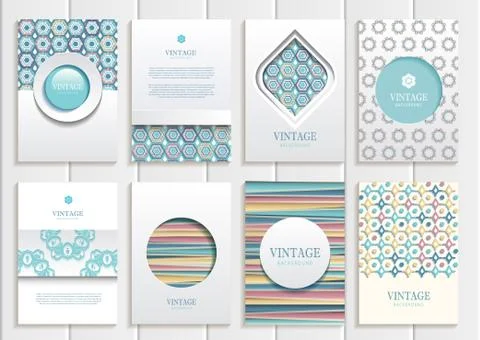 Stock vector set of brochures in vintage style Stock Illustration