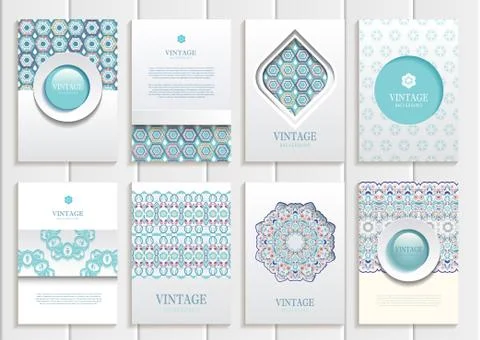 Stock vector set of brochures in vintage style Ilustração Stock