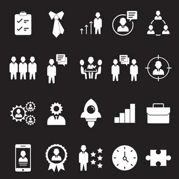 Stock Vector Set of Work Icons People Business Skill Manager Performance Illustrazione stock