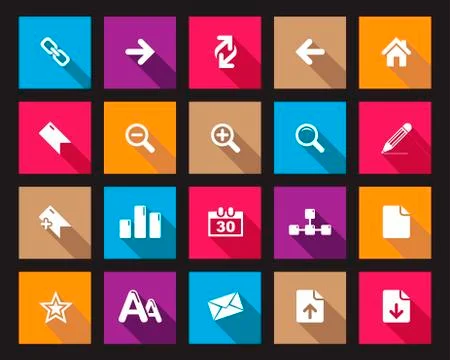 Stock Vector Square shaded web and office icons in high resolution. Stock Illustration