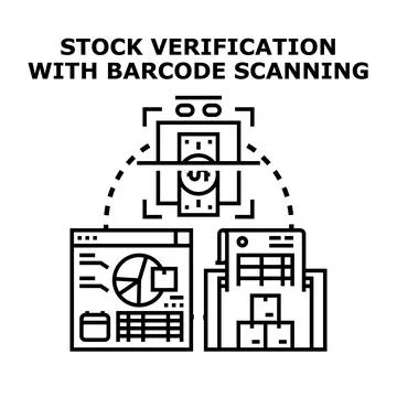 Stock verification with barcode scanning concept vector イラスト素材