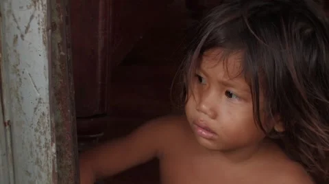 Stock Video of Cambodia: Child in poverty Stock Footage