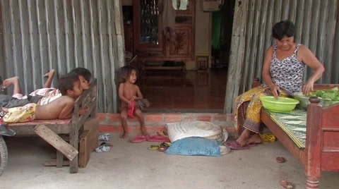 Cambodia: Family in Poverty Stock Footage