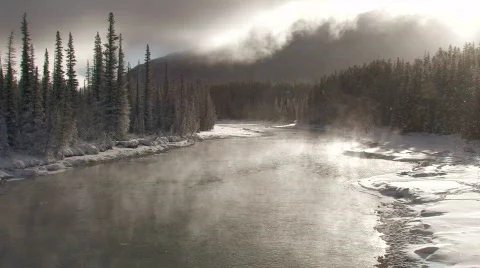 Canada: Bow River in Winter Stock Footage 605853