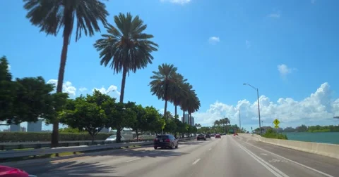 Stock video driving to Miami Beach Florida Stock Footage