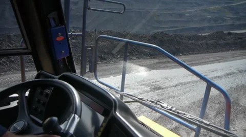 Stock Video Footage Mining Dump Truck view from the cockpit Stock Footage 7748071