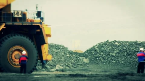 Stock Video Footage Mining Dump Truck loading excavator heavy track Stock-Footage 8558242