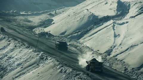 Stock Video Footage Mining Dump Truck huge dumper winter frost Stock Footage 10725244