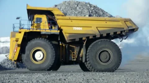 Stock Video Footage Mining Dump Truck huge dumper winter frost Stock Footage