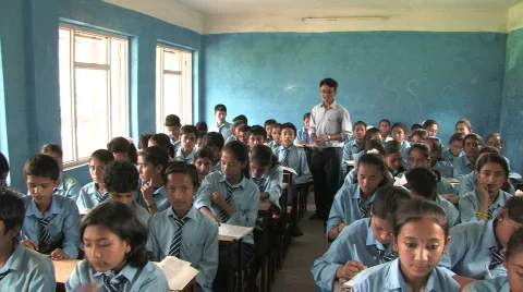 Stock Video Footage of Nepal: Teacher and students in class Stock Footage