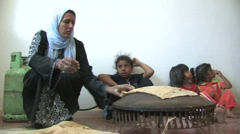 Jordan: Making flatbread Stock Footage 88584