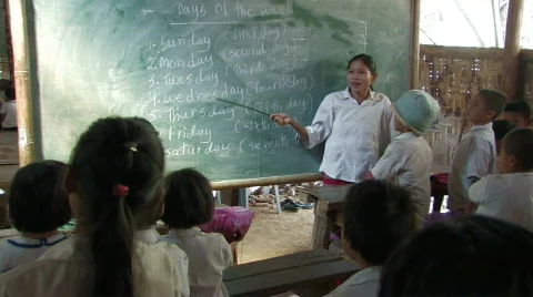 Stock Video of Karen Refugees: Bamboo School Stock Footage