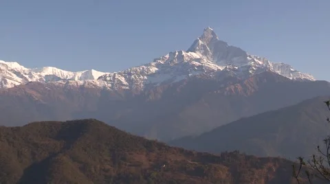 Nepal: Pull out of the Annapurna mountain Range Stock Footage 4681911