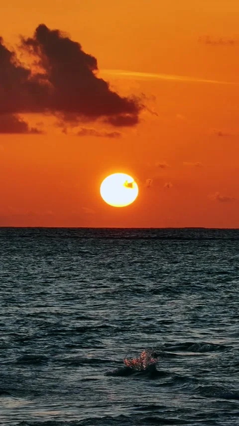 A sunset recorded vertically in the Maldives Stock Footage 248666053