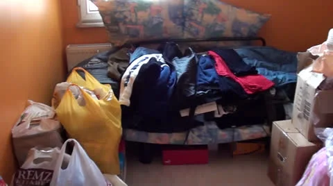 Stocked stuff packed for moving panning Video stock 23570482