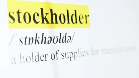 Stockholder Text Macro Shot Highlighted in Yellow Color On Computer Screen Stock Footage 123224449