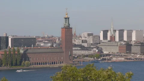 Stockholm City Hall Summer UHD Stock Footage
