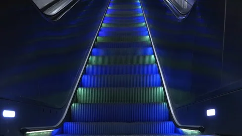 Stockholm escalator with illuminated steps Stock Footage 122719829