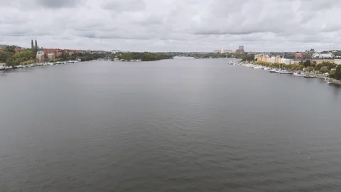 Stockholm Riddarfjärden Waters Aerial Stock Footage