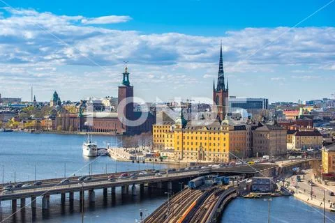 Stockholm skyline with view of Gamla Stan in Stockholm, Sweden. Stock Photos