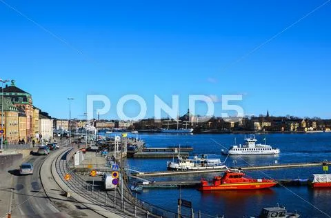 Stockholm from slussen Stock Photos