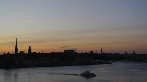 Stockholm at sunset Stock Footage 68491359