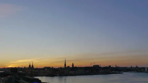 Stockholm at sunset Stock Footage 68491372