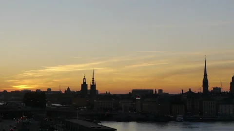 Stockholm at sunset Stock Footage 68491741