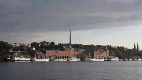 Stockholm, Sweden, july 2017, Söder mälarstrand skyline Stock Footage 80113467
