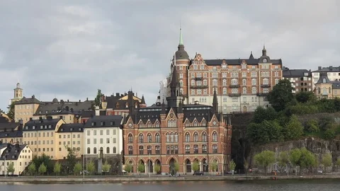 Stockholm, Sweden, july 2017, SoderMalarstrand skyline Video stock 80243253