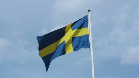 Stockholm, Sweden, swedish flag Stock Footage