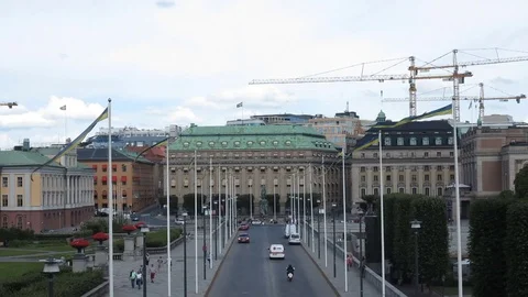 Stockholm, Sweden, view of Norrbro bridge Stock Footage