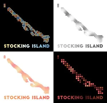 Stocking Island map. Collection of map of Stocking Island in dotted style. .. 스톡 일러스트
