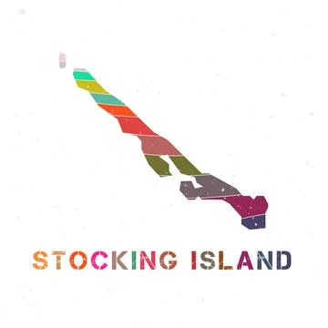 Stocking Island map design. Shape of the island with beautiful geometric wa.. Stock Illustration