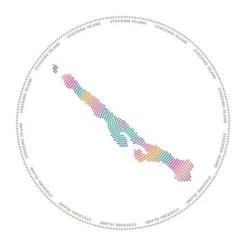Stocking Island round logo. Digital style shape of Stocking Island in dotte.. Illustrazione stock