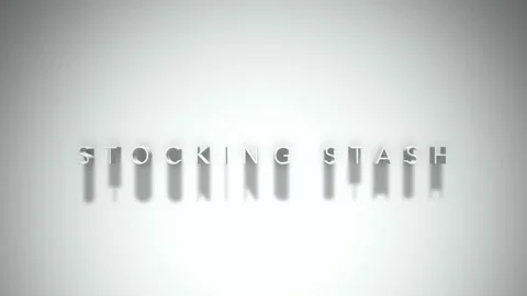STOCKING STASH 3D title animation with shadows on a white background Stock Footage 296775514