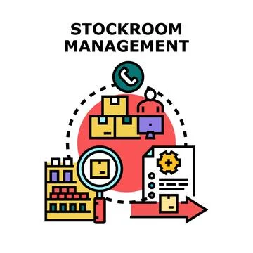 Stockroom management concept for inventory optimization process Illustration