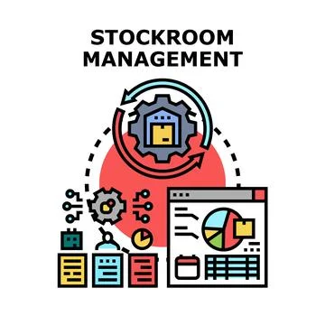 Stockroom management system optimizing inventory control process 스톡 일러스트